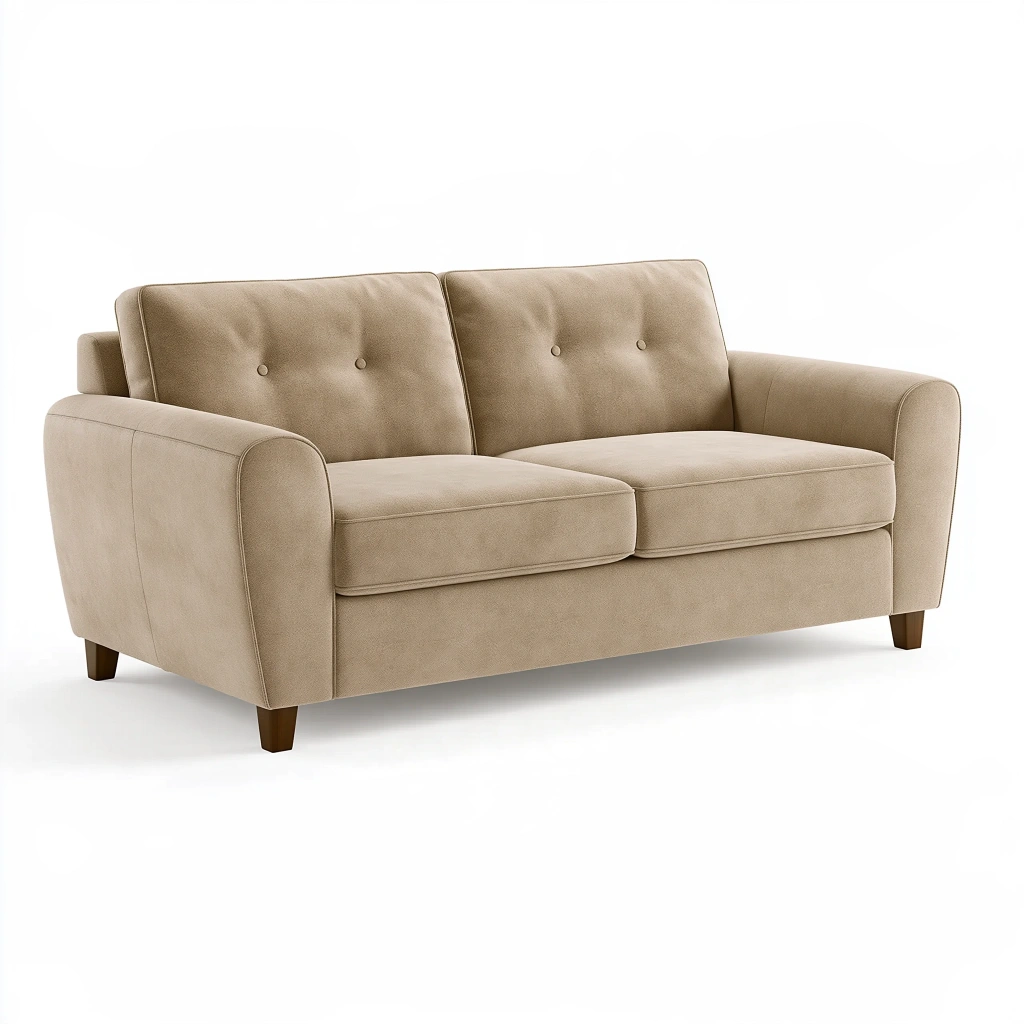Canapé 2 places 160 cm en tissu beige style moderne