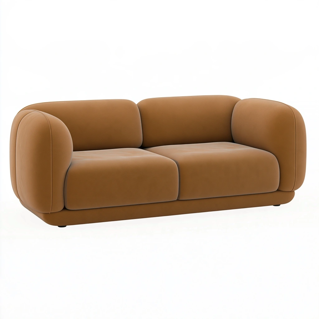 Canapé 2 places 180 x 95 x 72 cm en tissu camel - style contemporain