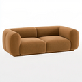Canapé 2 places 180 x 95 x 75 cm en tissu marron style arrondi