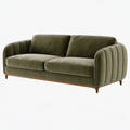 Canapé 2 places 180 x 85 x 82 cm en velours vert kaki style rétro