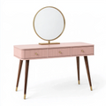 Coiffeuse avec miroir 100 x 45 x 145 cm rose et bois style moderne avec 3 tiroirs