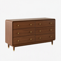 Commode 140 x 45 x 80 cm en bois marron à 6 tiroirs style rétro