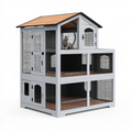 Enclos extérieur pour chat 120 x 60 x 170 cm en bois gris avec grillage métallique et toit