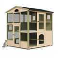 Enclos pour chat 180 x 100 x 180 cm en bois naturel vert avec grillage et toit