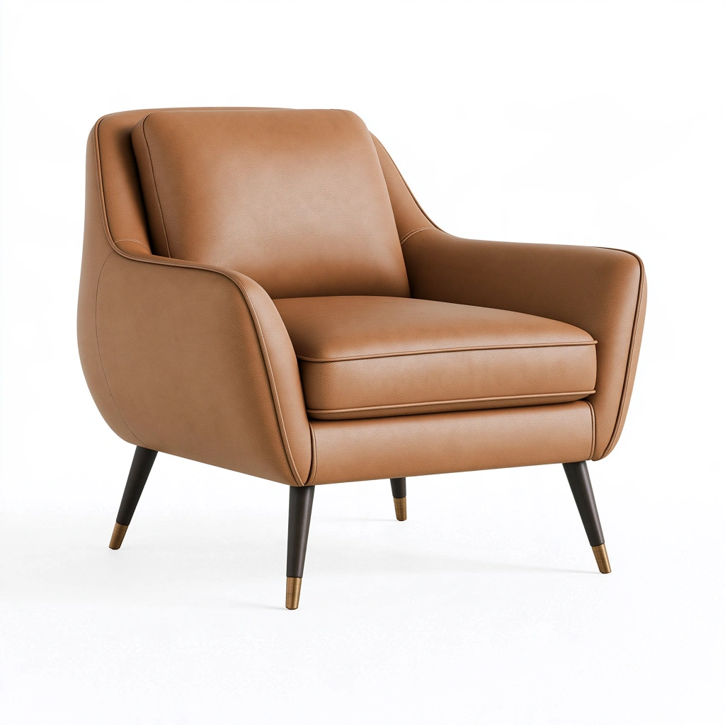 Fauteuil 82 x 78 x 86 cm aspect cuir camel style contemporain