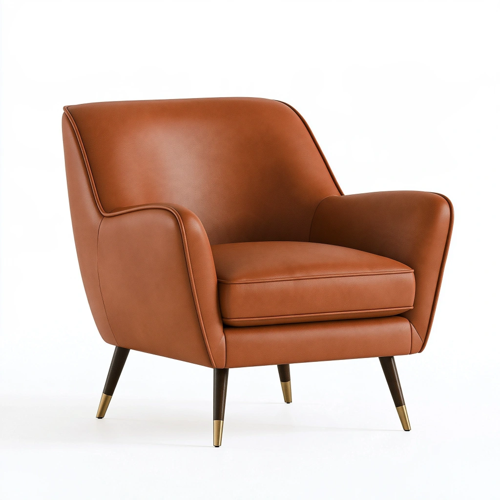Fauteuil 78 x 82 x 88 cm en similicuir cognac style contemporain