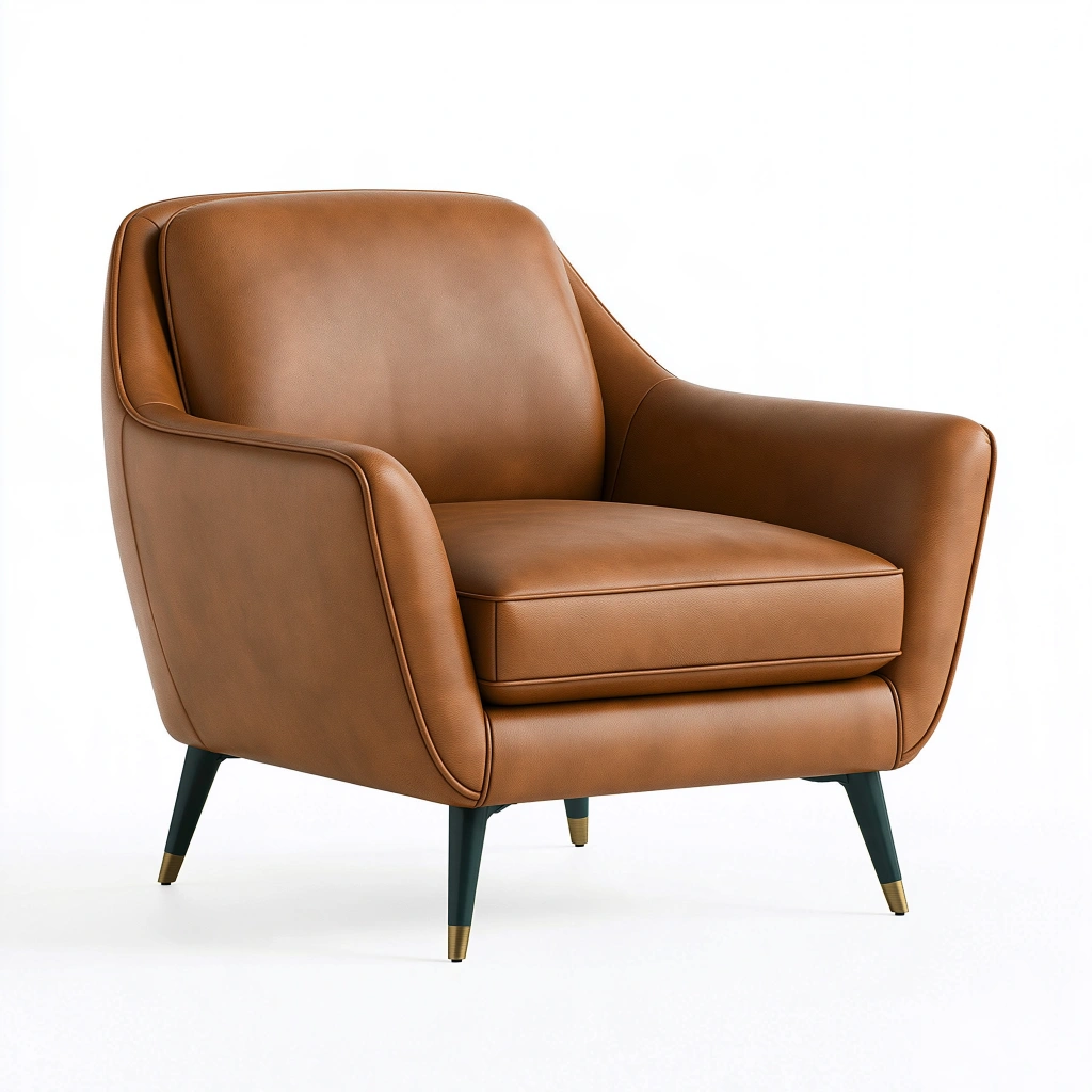 Fauteuil 82 x 80 x 86 cm en revêtement synthétique marron style moderne