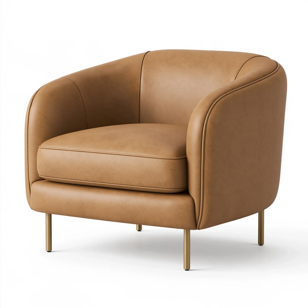 Fauteuil 80 x 76 x 78 cm en similicuir camel style contemporain