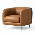 Fauteuil 78 x 75 x 78 cm en revêtement synthétique caramel bleu pétrole style contemporain