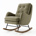 Fauteuil à bascule 70 x 95 x 100 cm en tissu vert avec patins en bois style contemporain