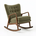 Fauteuil à bascule 75 x 90 x 100 cm en tissu vert avec structure en bois