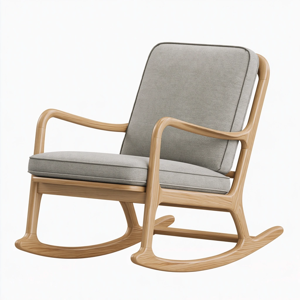 Fauteuil à bascule 70 x 100 x 98 cm bois et tissu gris style scandinave