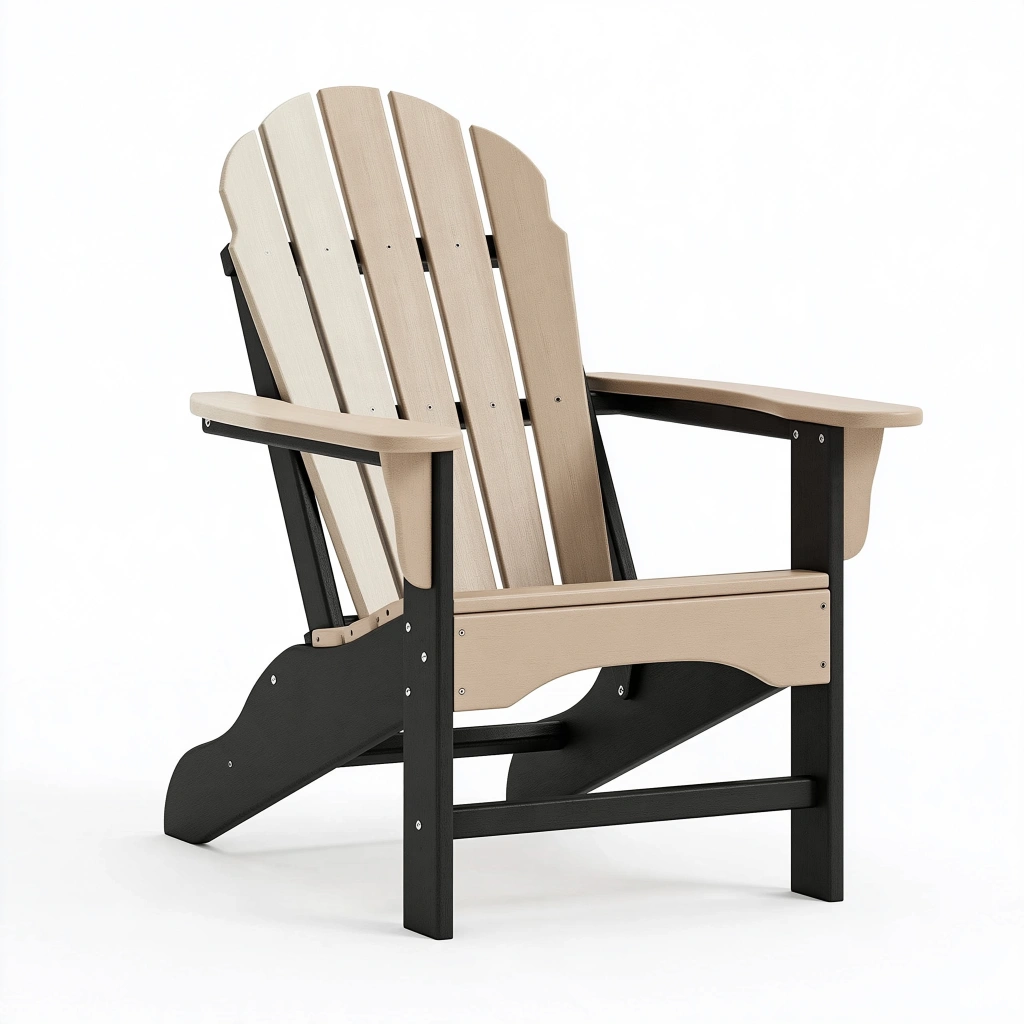 Fauteuil Adirondack 83 x 80 x 98 cm en polyéthylène beige et noir pour extérieur