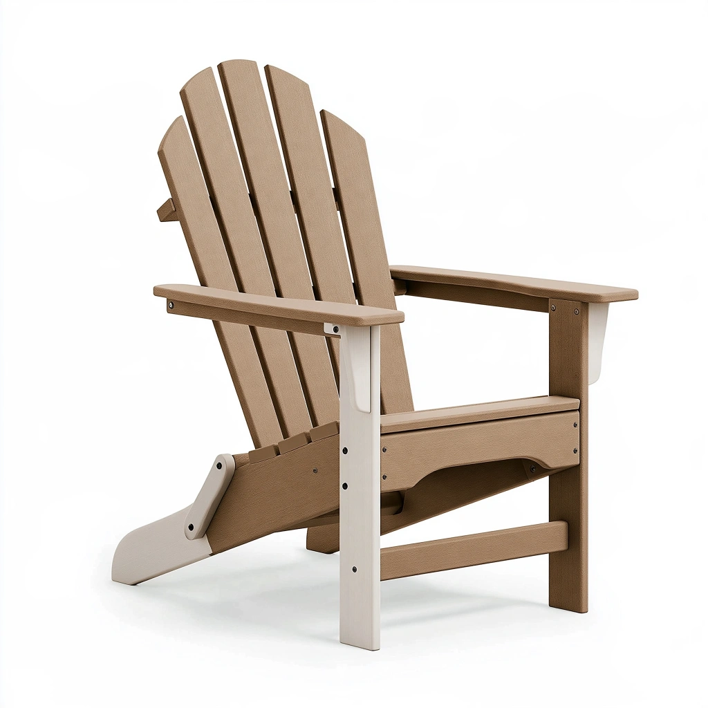 Fauteuil de jardin Adirondack 83 x 80 x 98 cm en plastique taupe et blanc avec accoudoirs