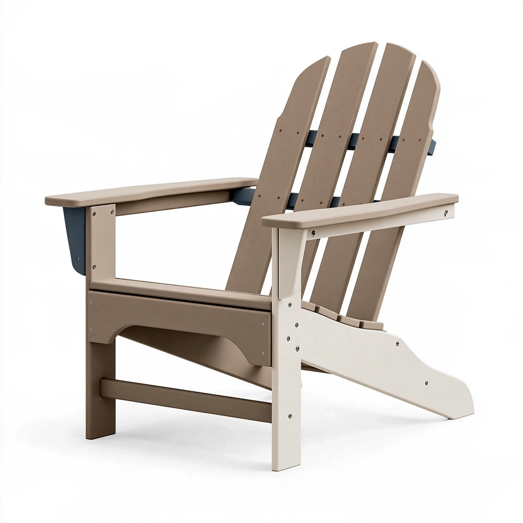 Fauteuil Adirondack 80 x 88 x 98 cm en plastique taupe et crème pour extérieur - dossier incliné