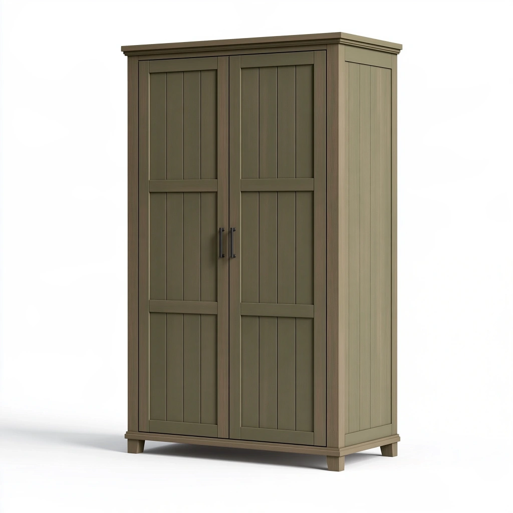Armoire de rangement 100 x 55 x 190 cm en panneaux de bois vert kaki à 2 portes style campagne