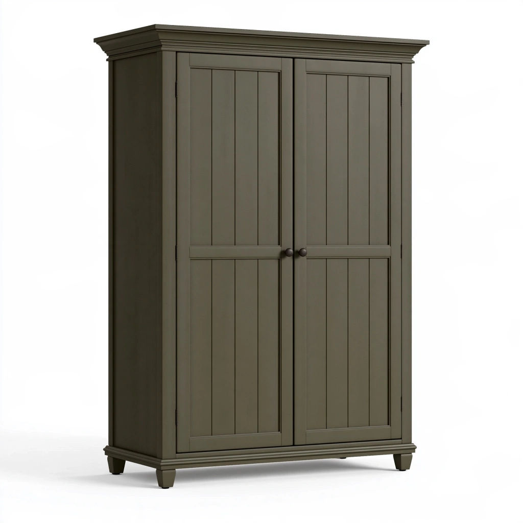 Armoire 2 portes 110 x 55 x 200 cm en bois vert kaki style classique